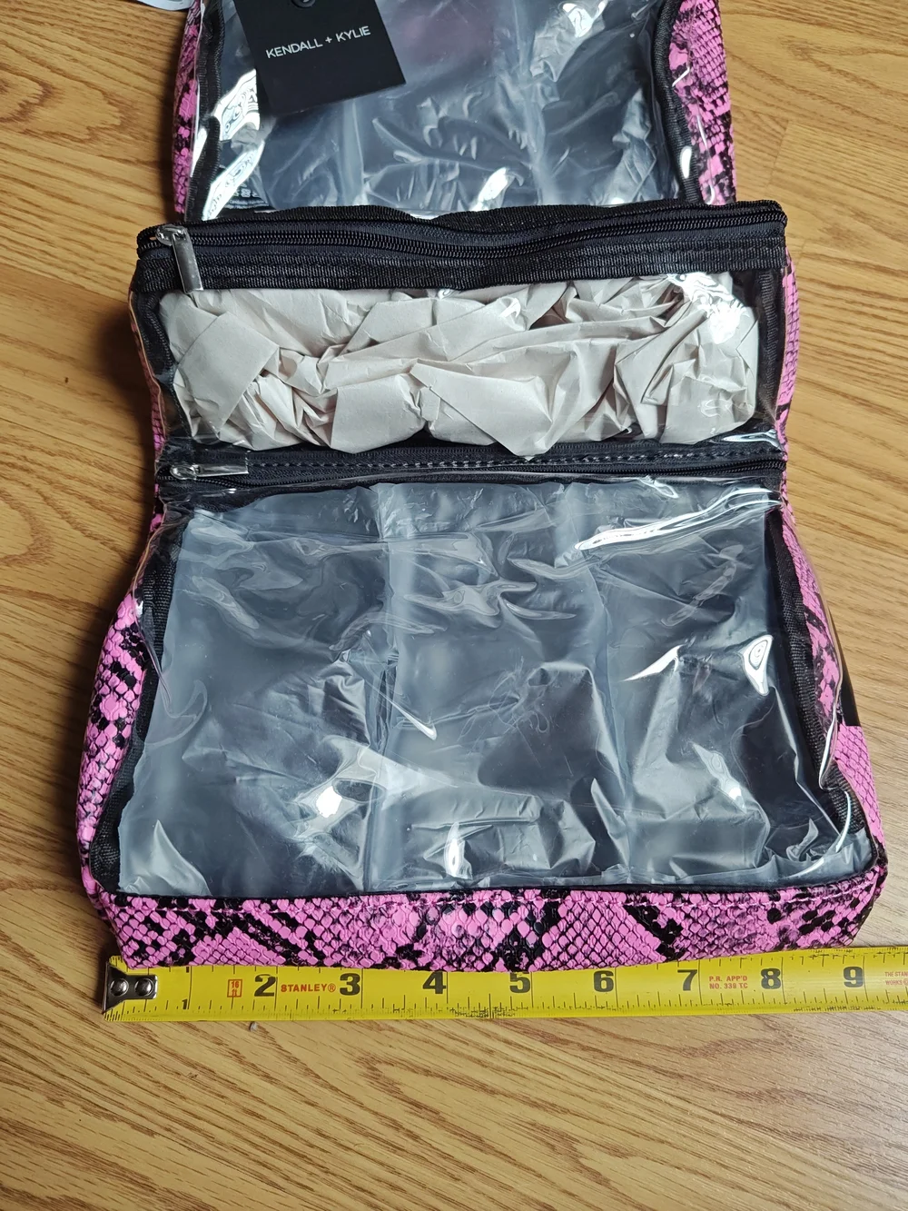 KENDALL + KYLIE Pink Snake Skin Hanging Toiletry Bag Makeup Organizer NWT
